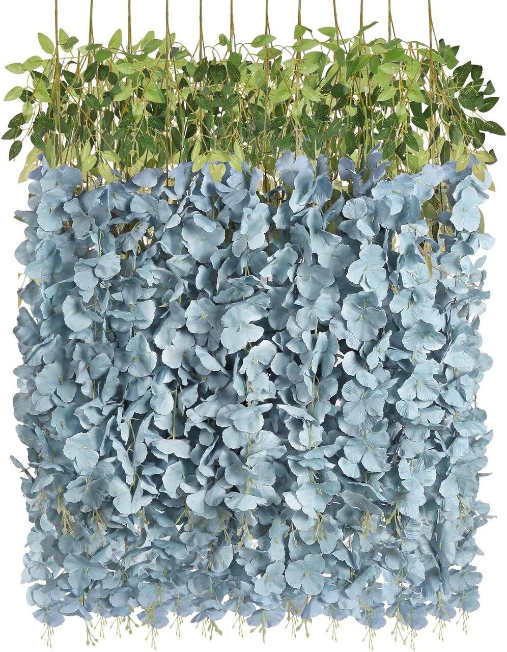 3.6ft Dusty Blue Fake Hanging Flowers Garland Silk Flowers Rattan